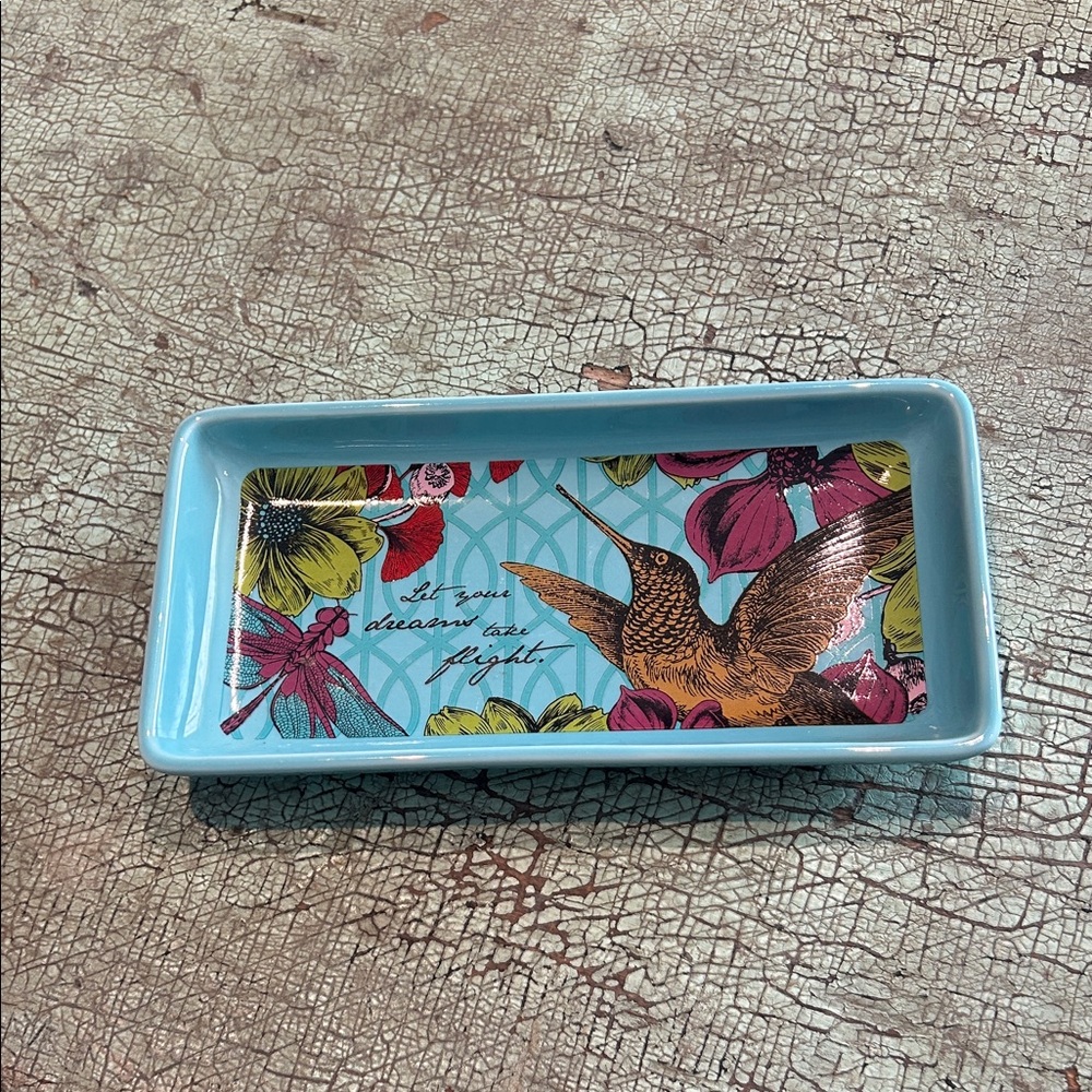Karma Gifts Hummingbird Trinket Tray – Rectangular Ceramic Dish